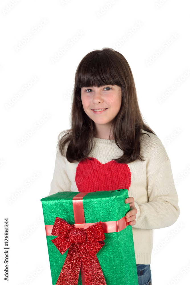 Christmas girl with gift boxes Christmas girl with gift boxes