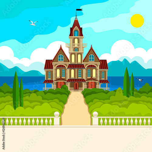 Southern landscape and castle