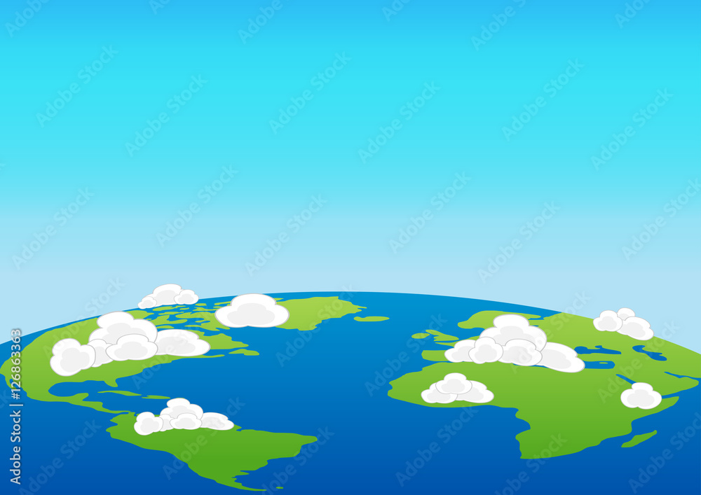 maps of the Earth's with clouds. Vector illustration
