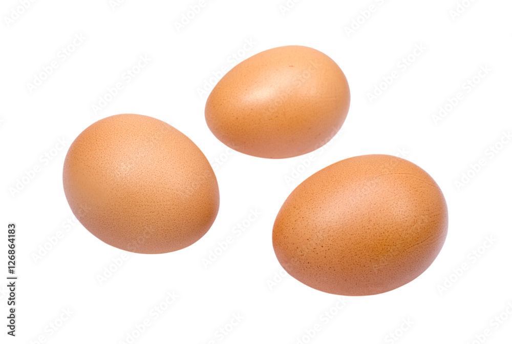 Three brown eggs isolated on white background Three brown eggs isolated on white background