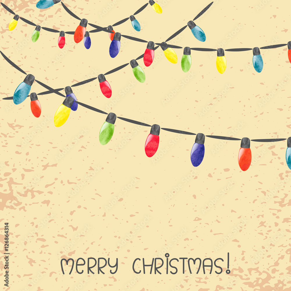 Vintage Christmas lights. Vector watercolor illustration Stock Vector ...