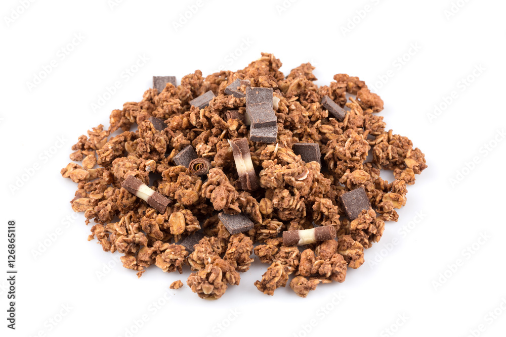 muesli with pieces of chocolate muesli with pieces of chocolate