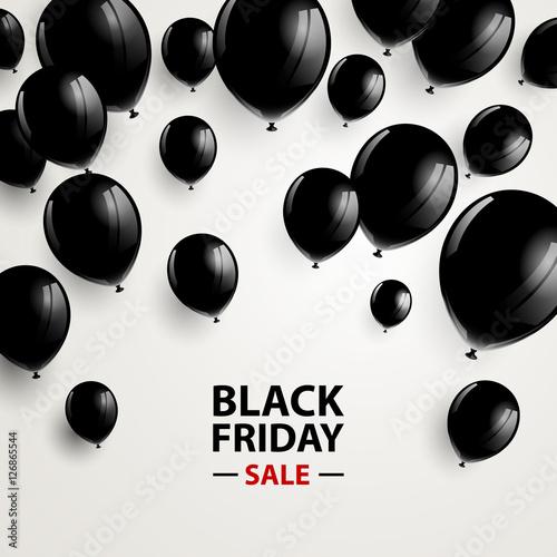 Vector Illustration of a Black Friday Sale Poster with Black Balloons