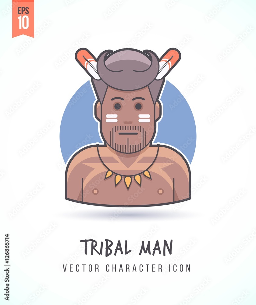 African tribal black man Culture and tradition People lifestyle and occupation Colorful and stylish flat vector character icon