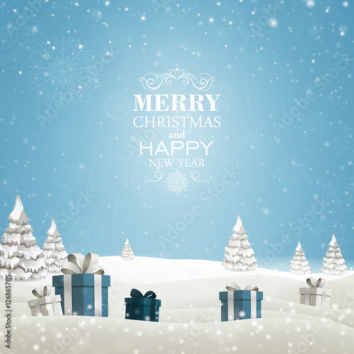 Vector Illustration of a Christmas Holiday Design with Gift Boxes