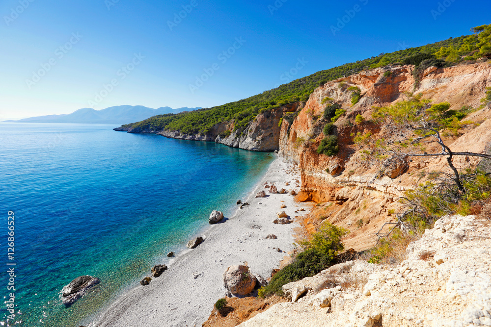 Chalikiada beach in Agistri island, Greece