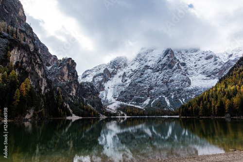 Autumn to Winter transmission at Lago di Braies, Italy