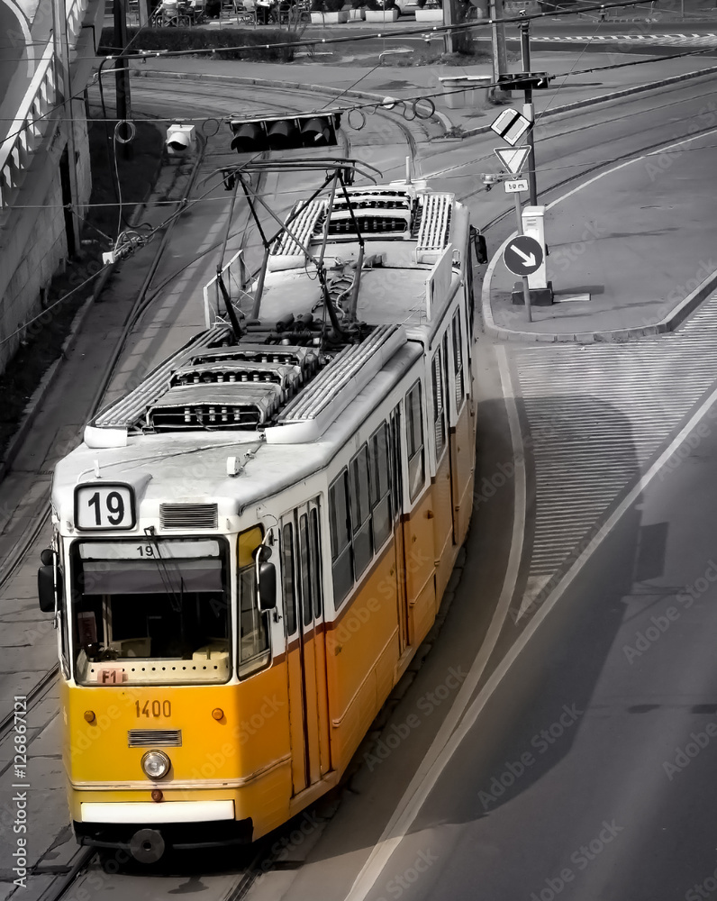 Yellow City Rail Tram - Budapest, Hungary