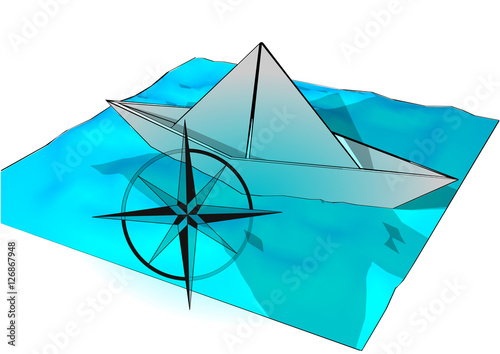 paper boat on sea