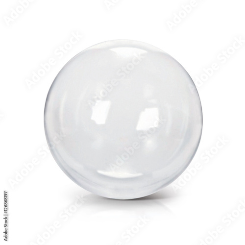 Photos Clear glass ball 3D illustration on white background