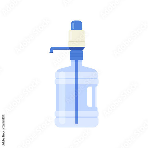 Vector set with pump water cooler and bottle. Portable water coo