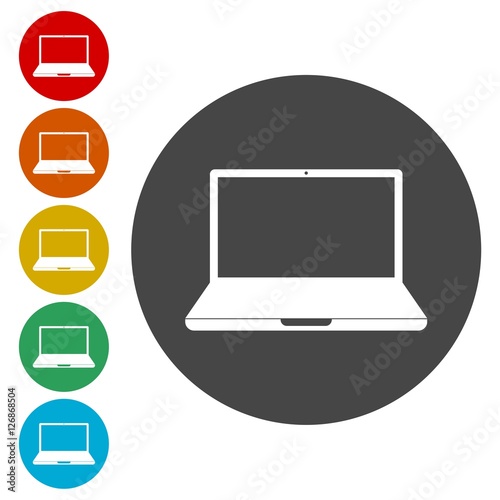 Laptop sign icons set 