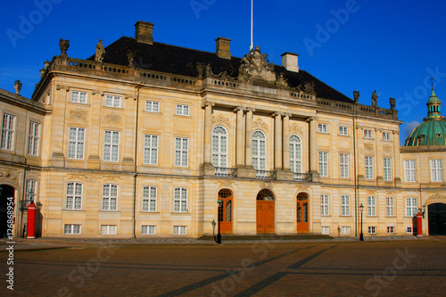 Amalienborg Palace - winter home of the royal family in Copenhagen, Denmark.