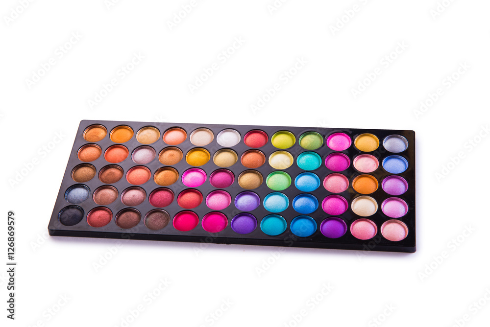 Set of colourful shadow for make-up isolated on white Set of colourful shadow for make-up isolated on white