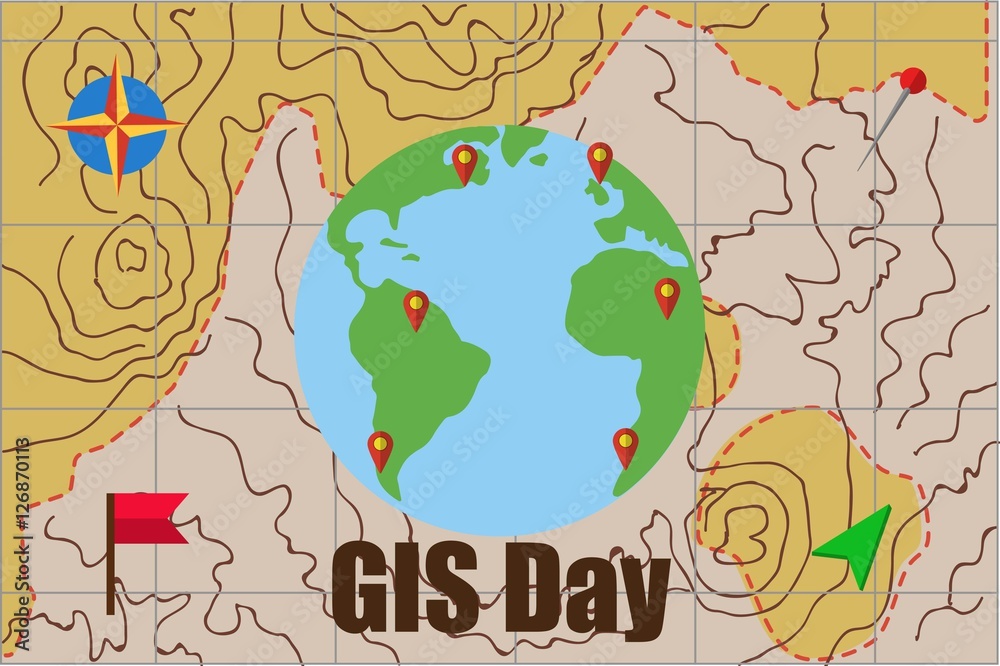 Vector Illustration of GIS Geographic Information System day