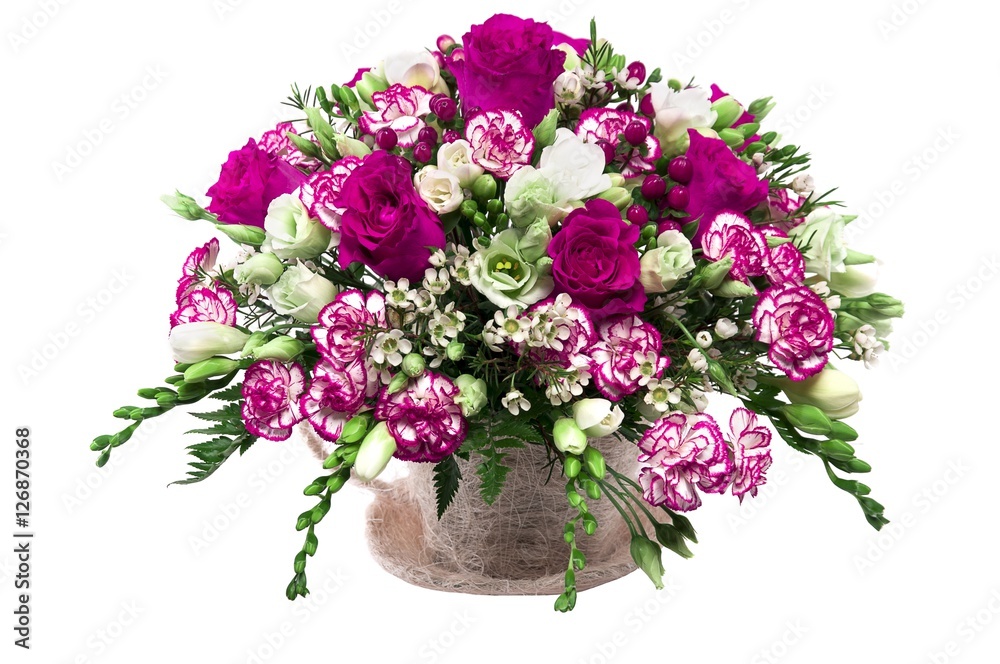 basket of beautiful flowers isolated   