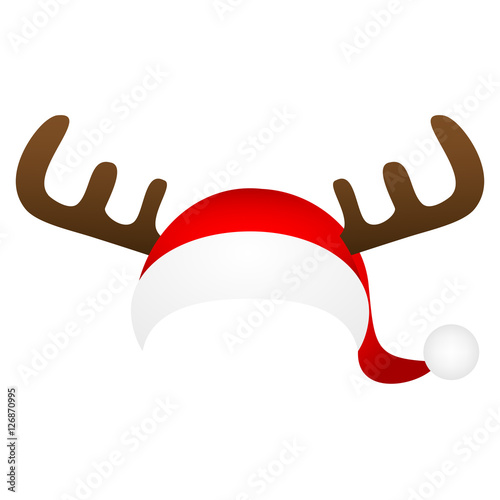 Template for a fun photo of Santa Claus hat and horn Christmas r