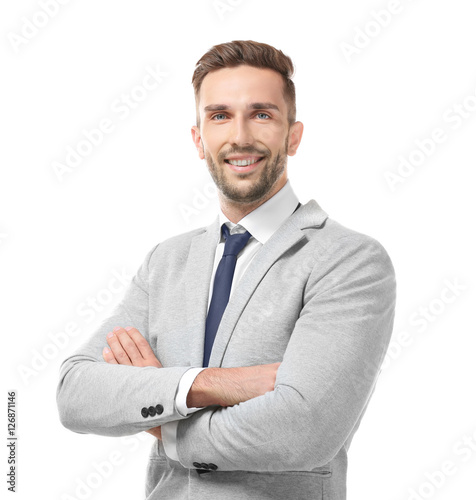Young businessman on white ...