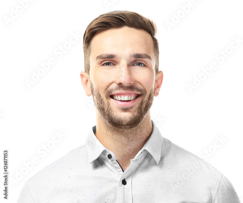 Young businessman on white ...