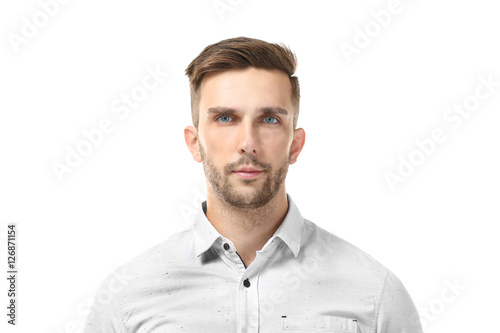 Young businessman on white ...