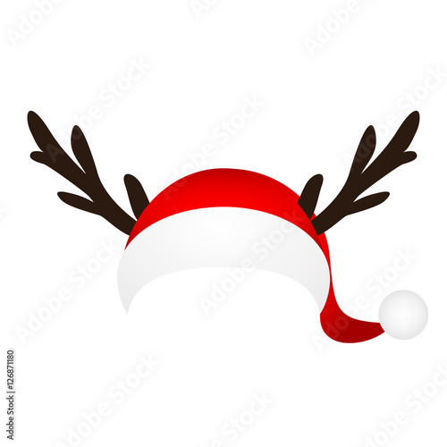 Template for a fun photo of Santa Claus hat and horn Christmas r