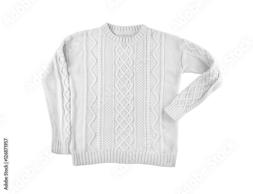 Warm sweater on white background