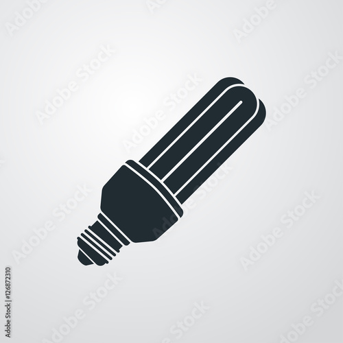 Icono plano bombilla de bajo consumo en fondo degradado