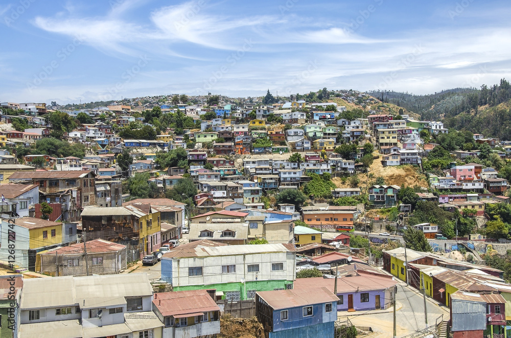 Beatiful lanscape of Valparaiso city at day time Beatiful lanscape of Valparaiso city at day time