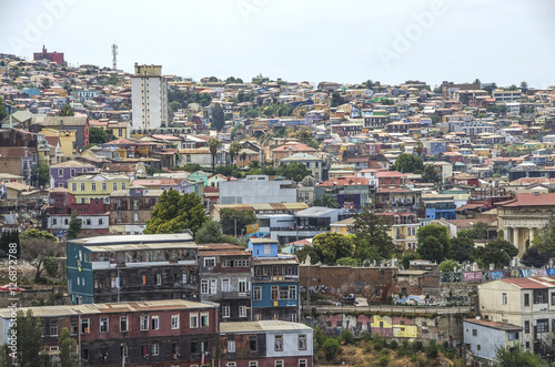 Beatiful lanscape of Valparaiso city at day time photo