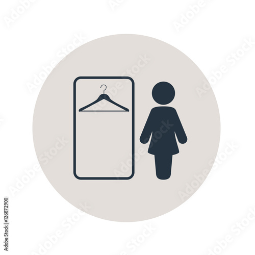 Icono plano vestuario mujer en circulo gris