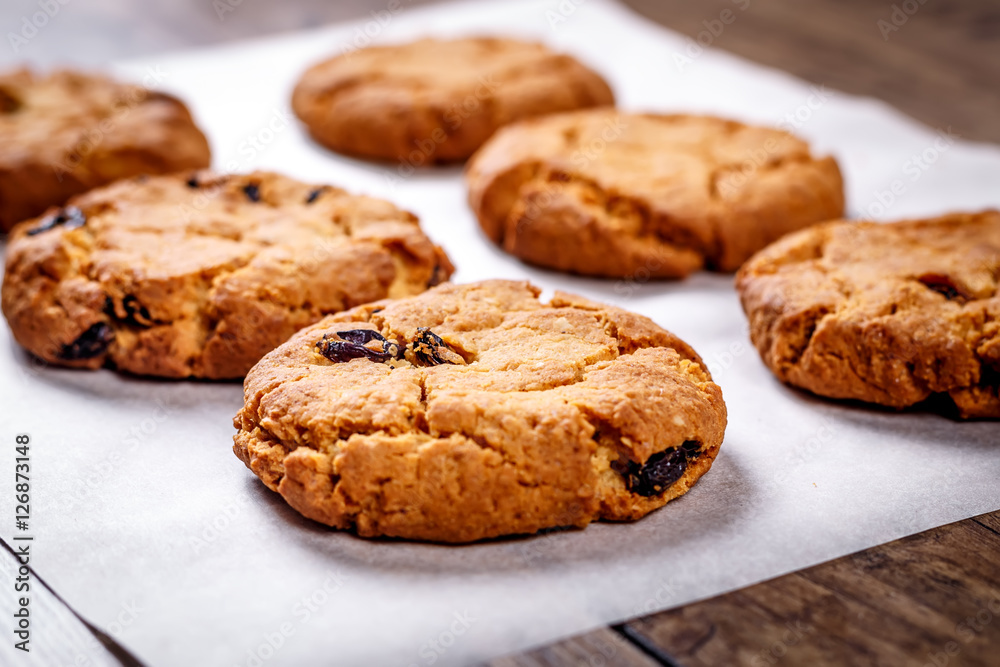 Homemade oatmeal cookies with chocolate and nuts Homemade oatmeal cookies with chocolate and nuts