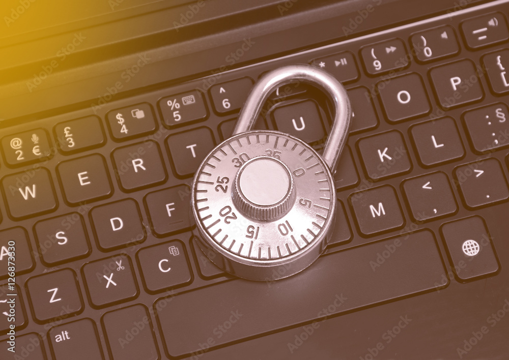 Computer security concept with a closed padlock on the keyboard Computer security concept with a closed padlock on the keyboard