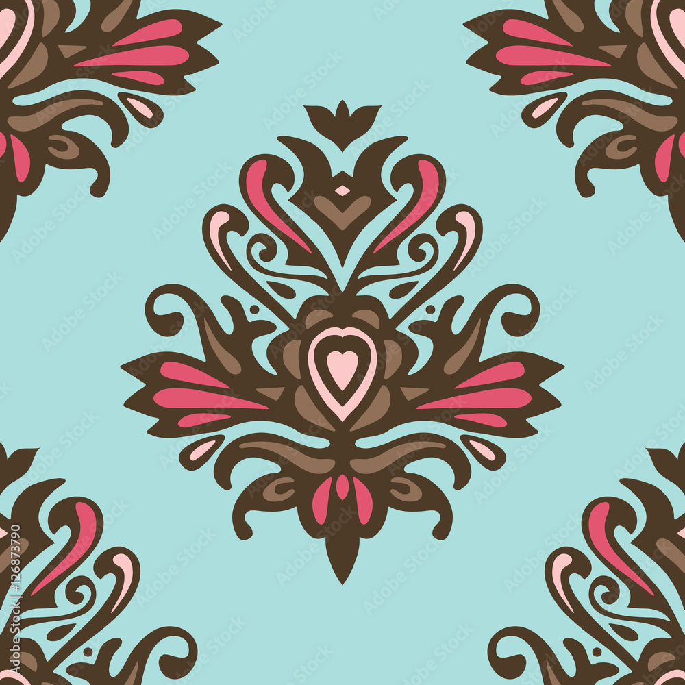 Damask flower seamless pattern for fabric