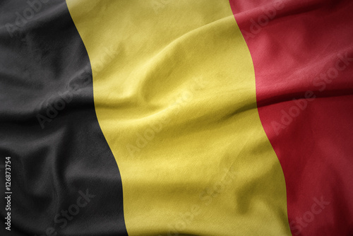 waving colorful flag of belgium. photo