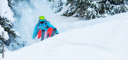 Freeze motion of freerider in deep powder snow