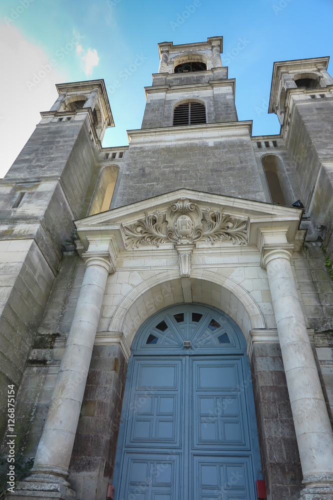 Obraz premium Parish Church in Montfort-sur-Meu in France, the birthplace of S