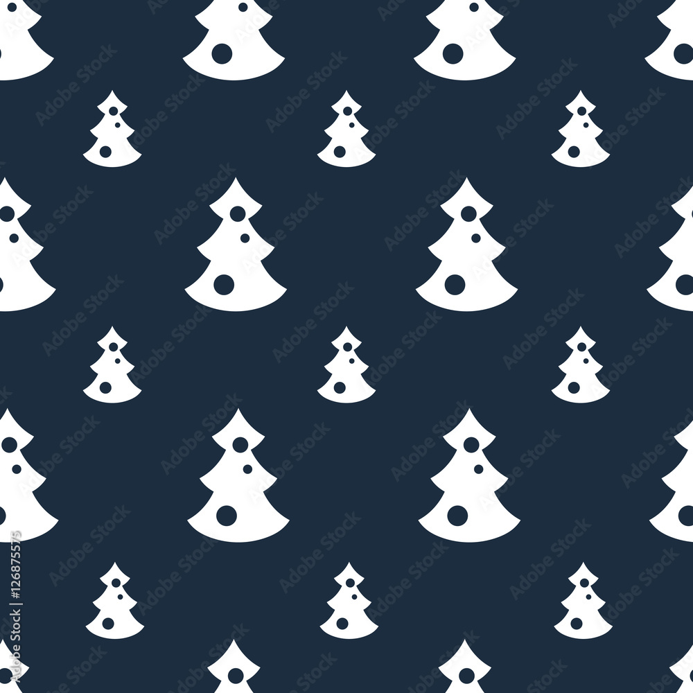 Obraz premium Seamless pattern with christmas trees blue backgrond