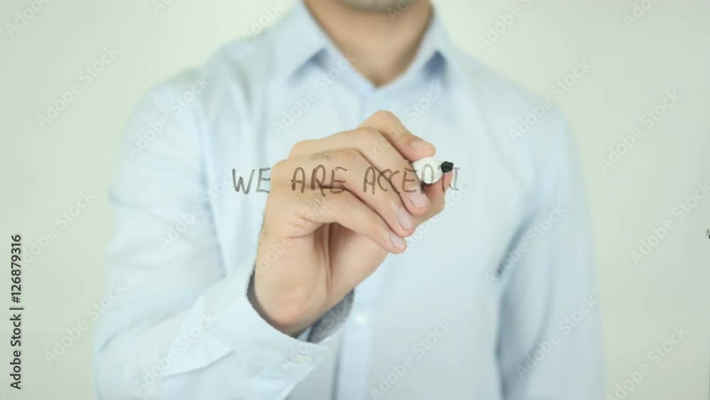 We are Accepting Bitcoins, Writing On Screen We are Accepting Bitcoins, Writing On Screen