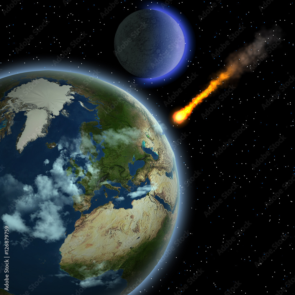 Earth Meteor - A meteor hits Earth's atmosphere and heats up as it hurtles to the surface of our planet.- 