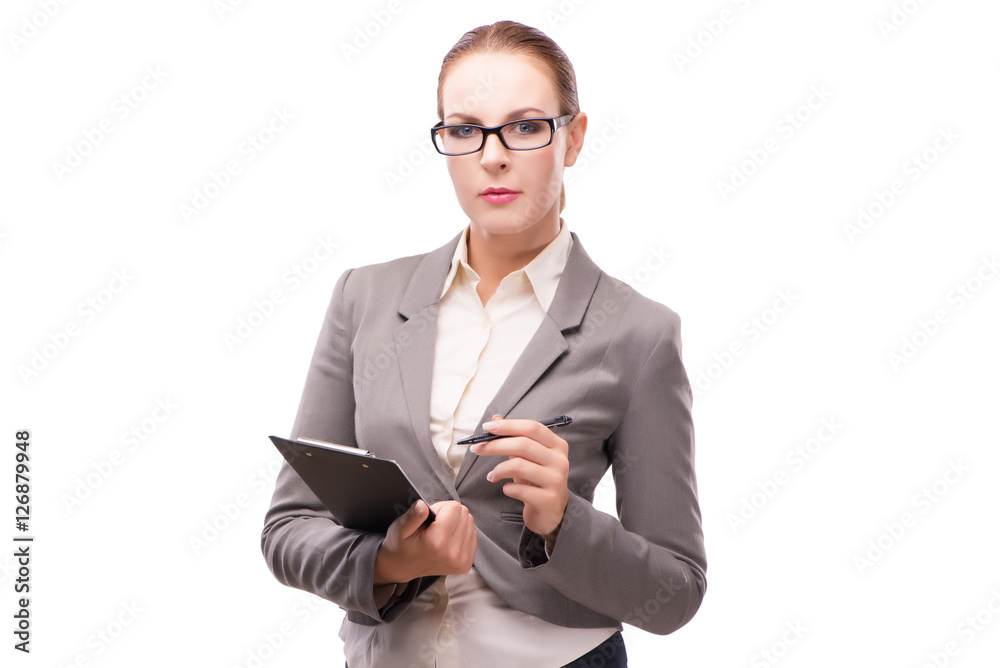 Strict serious businesswoman isolated on white Strict serious businesswoman isolated on white