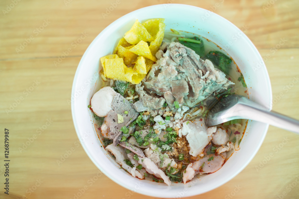 Pho bo, Vietnamese food , rice noodle soup with sliced rare beef Pho bo, Vietnamese food , rice noodle soup with sliced rare beef
