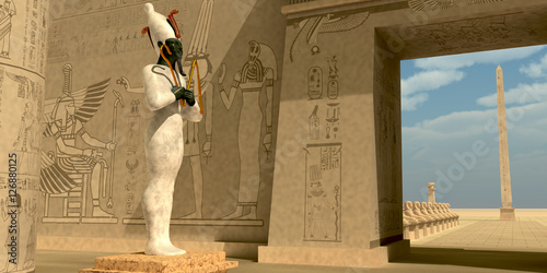 Osiris Statue in Pharaoh Temple - Osiris in Pharaoh's temple was known as an Egyptian god of the afterlife and resurrection. photo