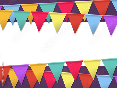 Bunting Flags for Holidays. Template for Poster with Empty Frame