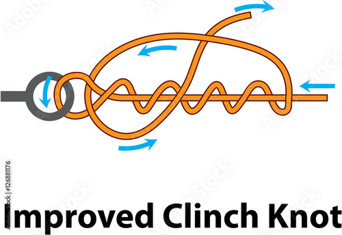 Improved clinch knot vector diagram illustration clip-art image