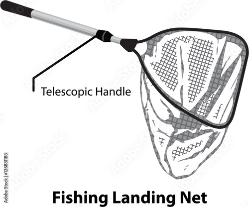 Landing net for fishing illustration marked diagram vector