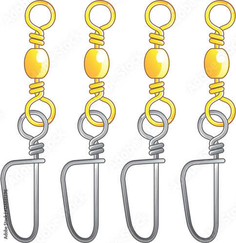 Snap swivels vector illustration fishing tackle items