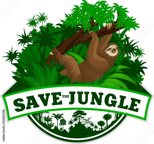 Vector Jungle Emblem with sloth
