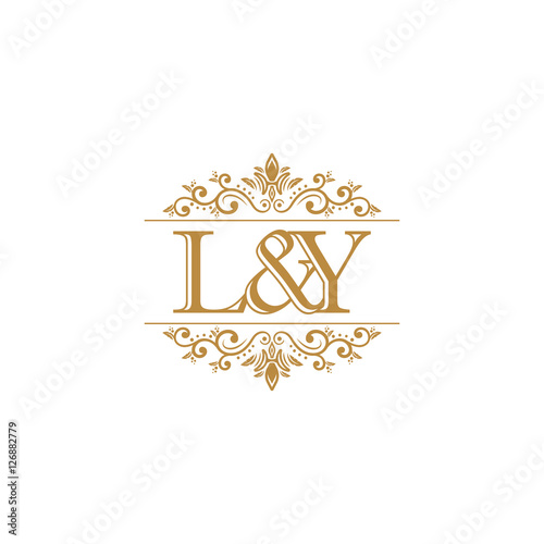 L&Y Initial logo. Ornament gold