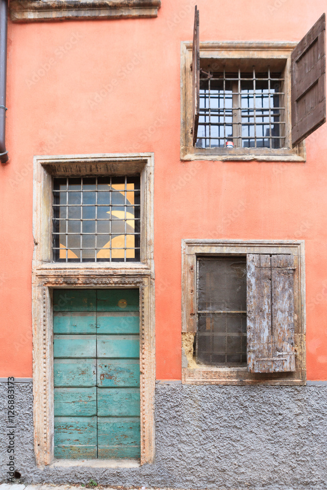 Old italian house. Windows and doors Old italian house. Windows and doors