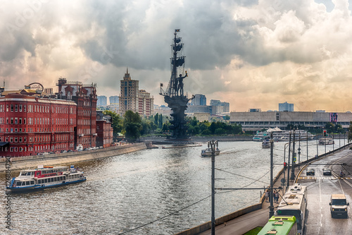 View over Moskva River and Peter the Great Statue, Moscow